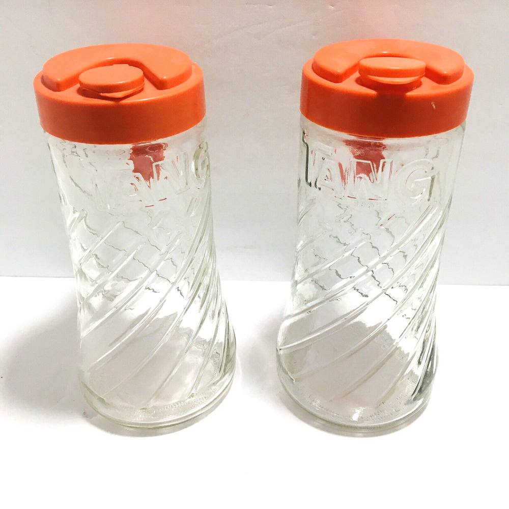 Vintage Tang Pitcher Carafe 1 Qt Clear Etched (Lot Of 2) Clean Heavy Duty W/Lids
